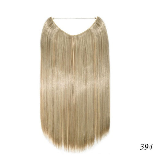 S-noilite 20 Inches Invisible Wire No Clips in Hair Extensions Secret Fish Line Hairpieces Silky Straight Synthetic in 427