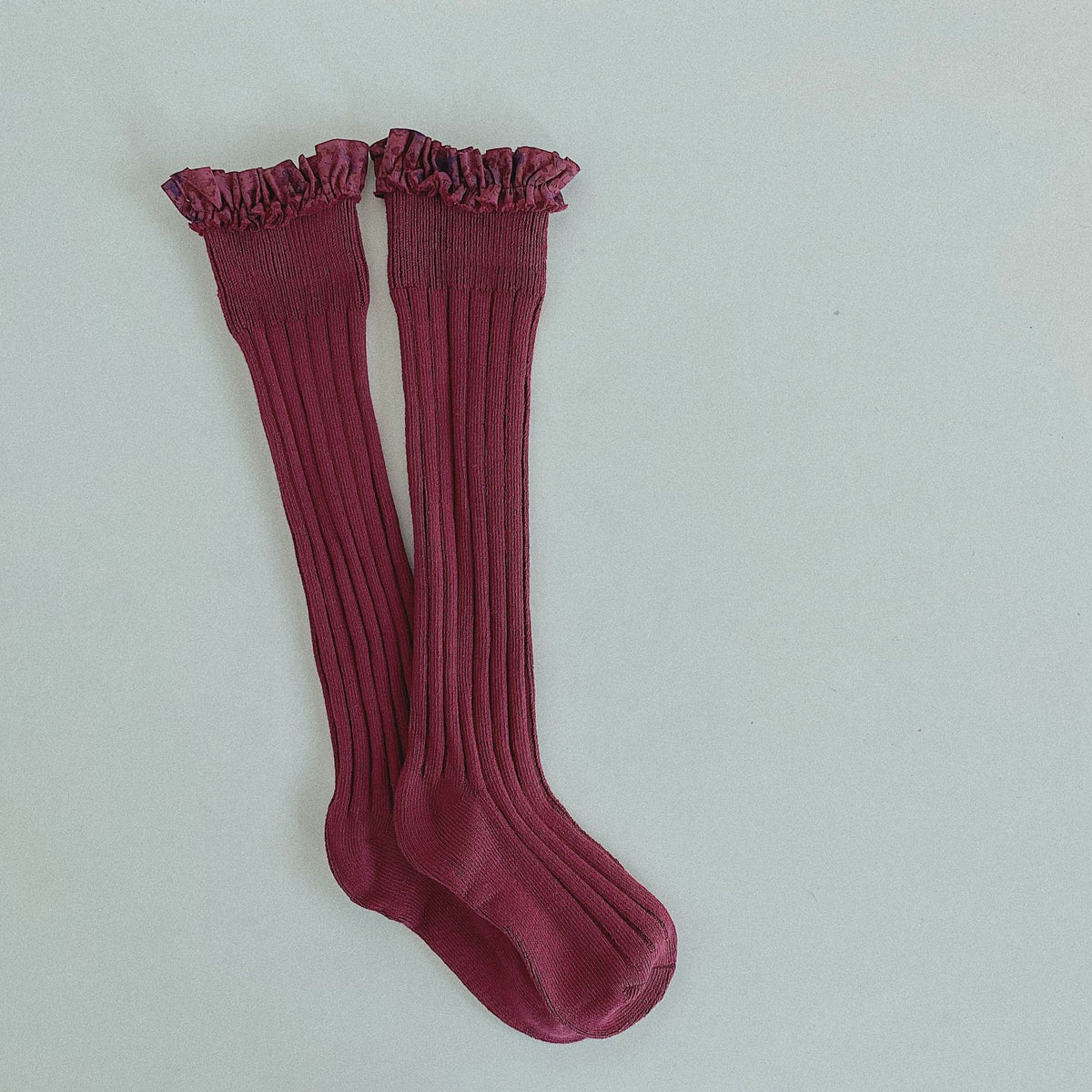 Double Needle Children's Socks, Middle Tube, Girls'' Trendy in Chestnut