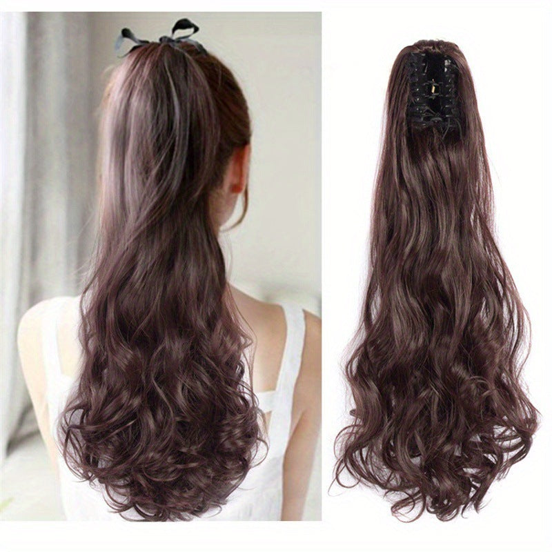 Big Hair Claws Wavy Women's Long Curly High Ponytail Wig in Big Hair Claws Light Brown