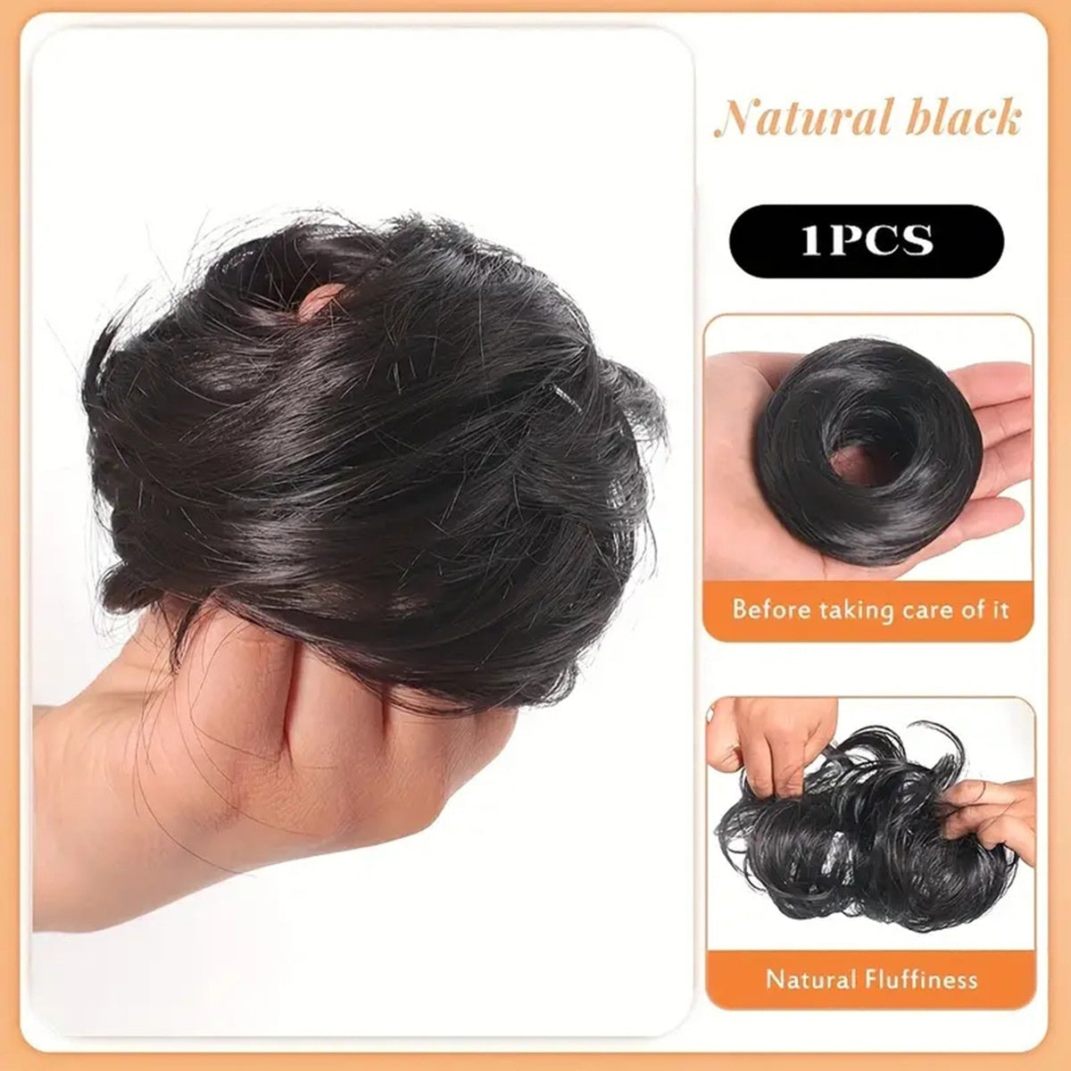 Female Hair Loop Simulation with Fluffy Wig and Rubber Band in 827style