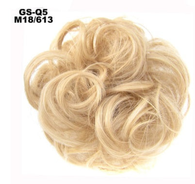 New Trendy Design Women Wavy Curly Messy Hair Bun Synthetic in Red