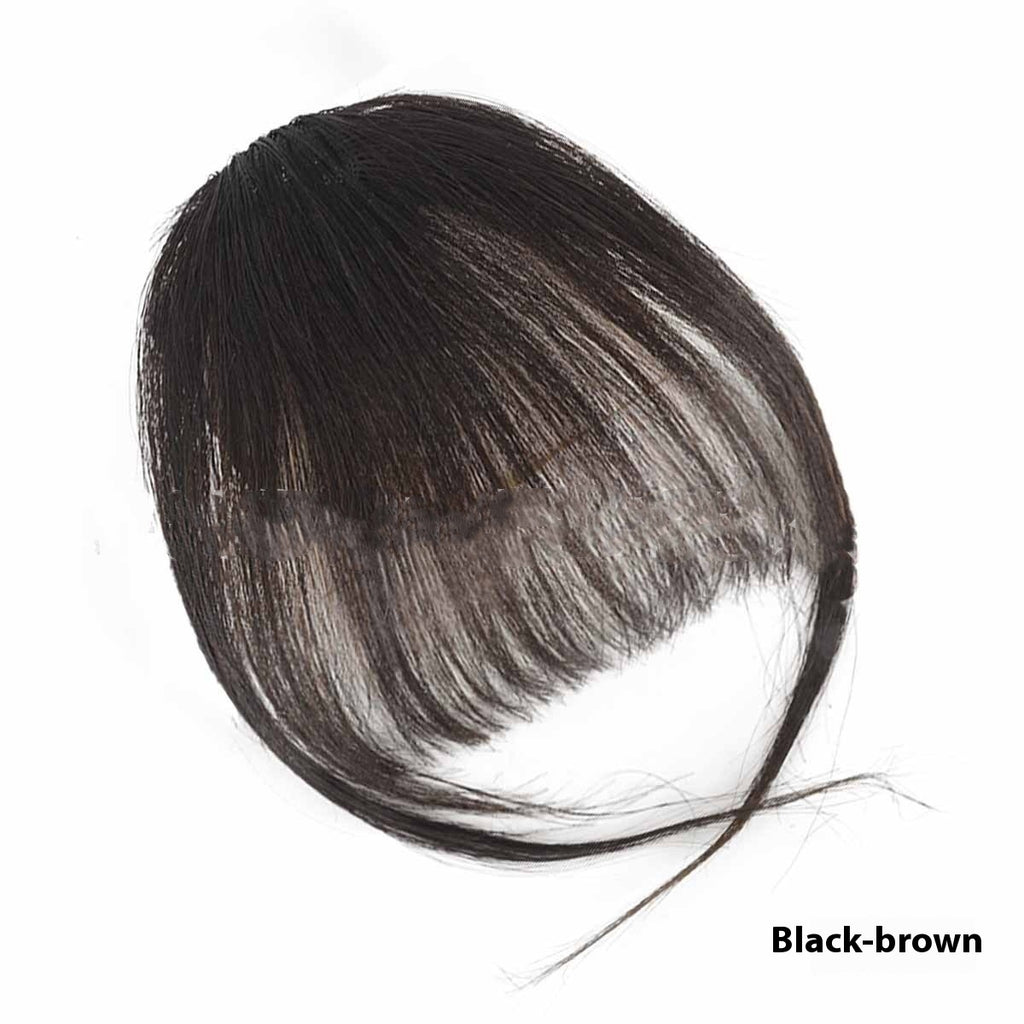 Real Hair Bangs Wig Set Clip-in Bang Women's Natural Light in Hand Woven Dark Brown