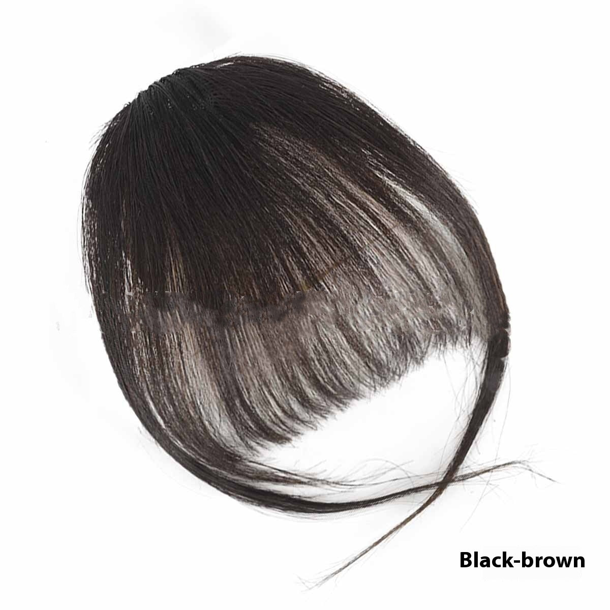 Real Hair Bangs Wig Set Clip-in Bang Women's Natural Light in Hand Woven Dark Brown