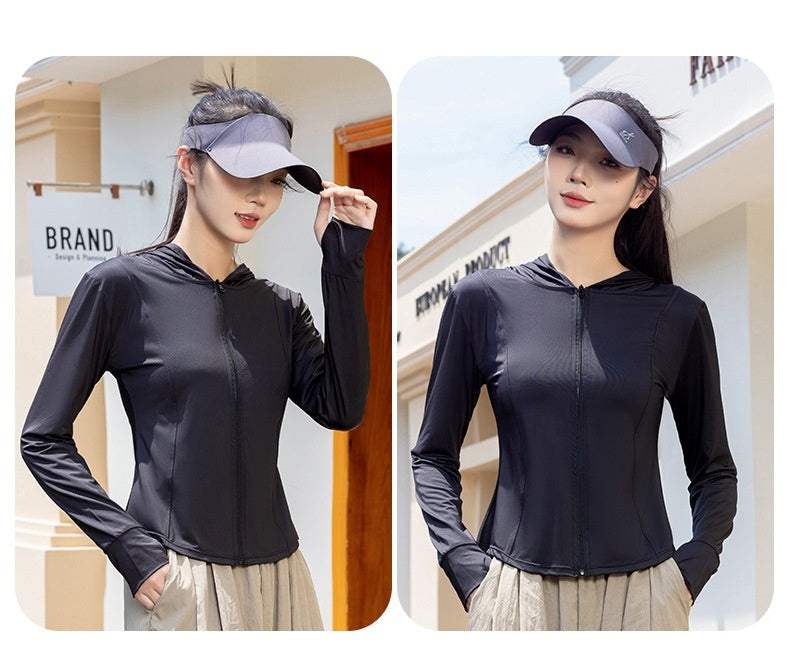 Sun Protection Clothing For Women Ice Silk Thin in Gray