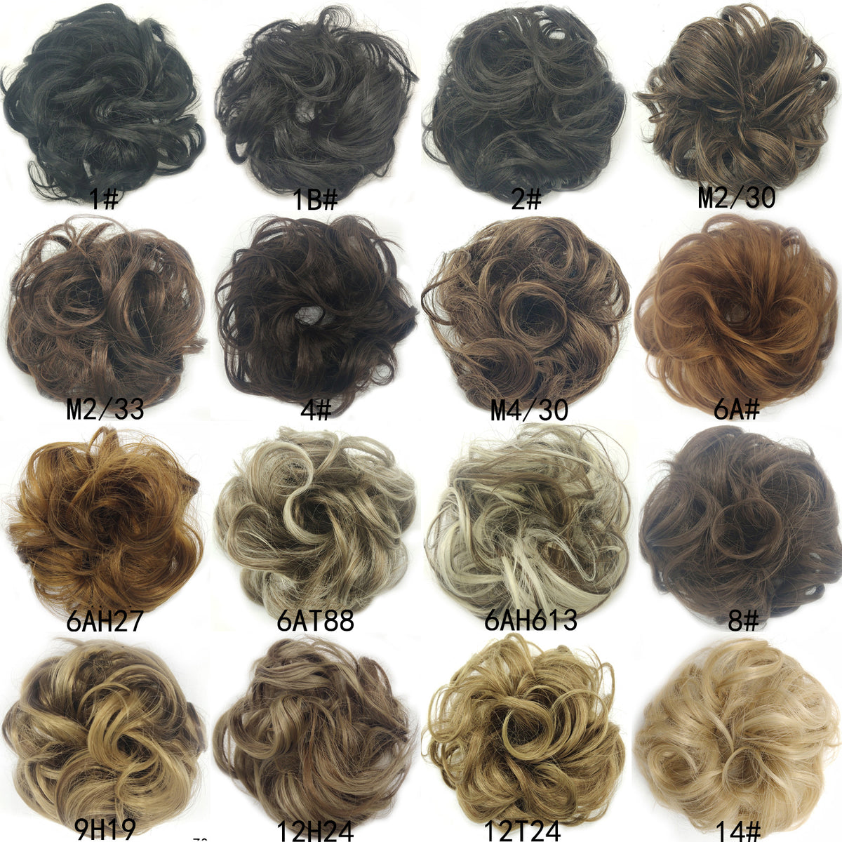 New Trendy Design Women Wavy Curly Messy Hair Bun Synthetic in 22T613colors