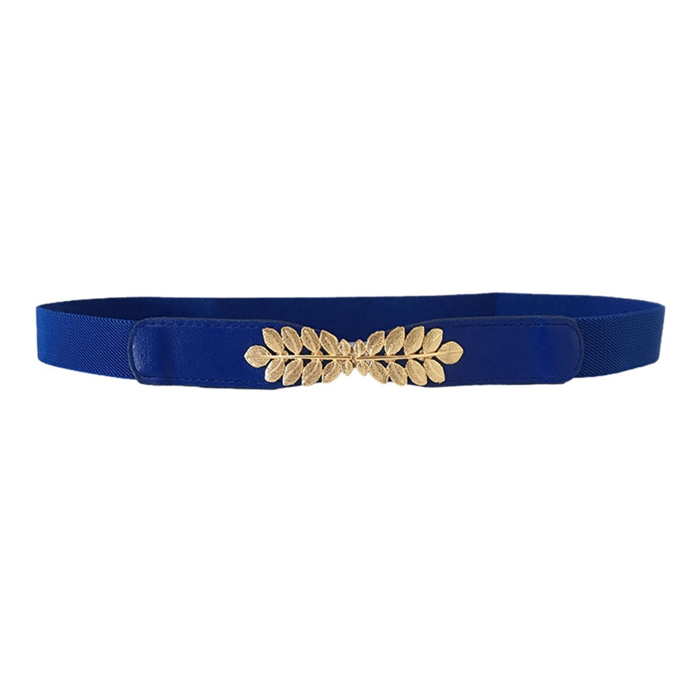 Leaf Elastic Fashion All Match Belt in Blue