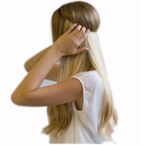 S-noilite 20 Inches Invisible Wire No Clips in Hair Extensions Secret Fish Line Hairpieces Silky Straight Synthetic in 130