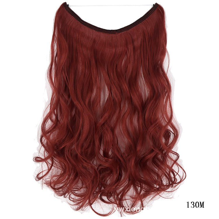 22 Inches Invisible Wire No Clips in Hair Extensions Secret Fish Line Hairpieces Silky Straight Synthetic in 4A Curly