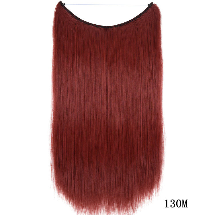 22 Inches Invisible Wire No Clips in Hair Extensions Secret Fish Line Hairpieces Silky Straight Synthetic in 24.60 Curly