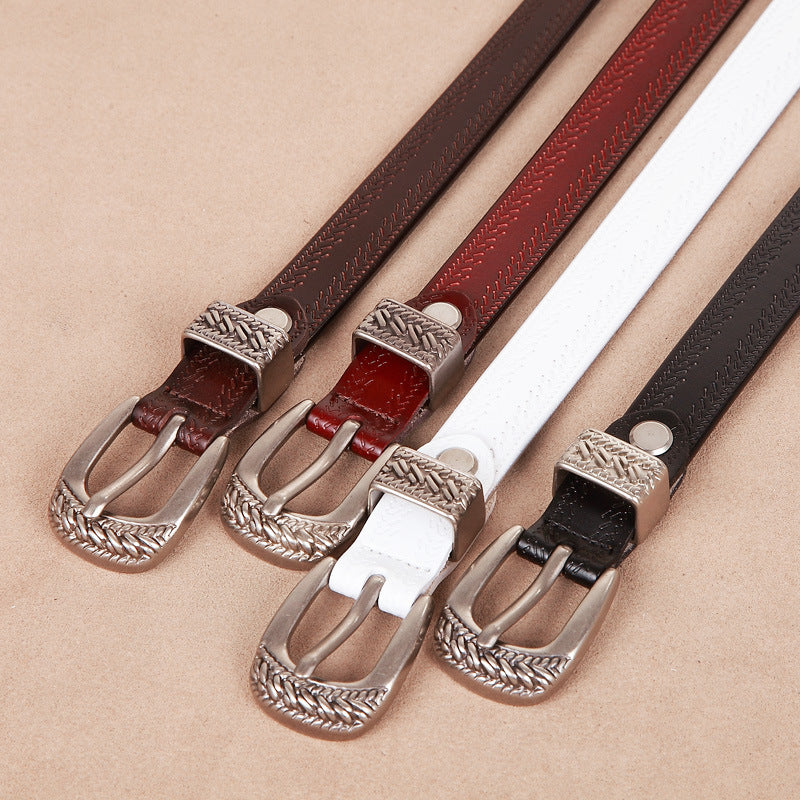 Women's Fall Winter Fashion Matching Jeans Casual Pin Buckle Temperament Belt in Black