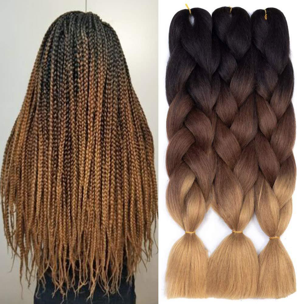 High Temperature Silk Braids African Wig Color Gradient in Black pink purple