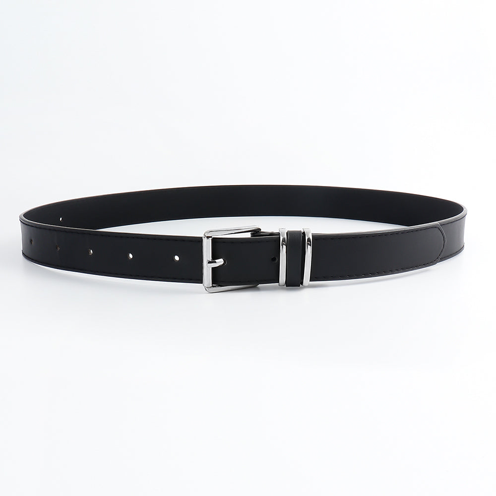 Men's and Women's Belts Simple Casual Retro Belt Metal Square Silver Button-head Fashion Collocation