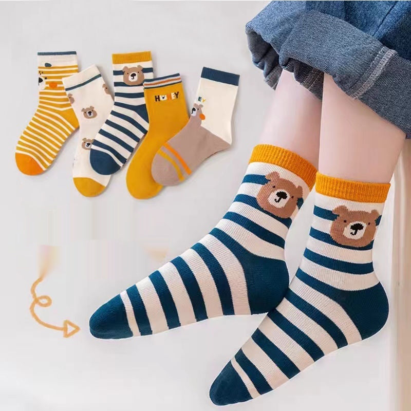 Combed Cotton Cartoon Dinosaur Baby Socks Student in Dinosaur