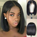 Wig Women Short Human Hair Wigs Bob Brazilian Black Remy in Black