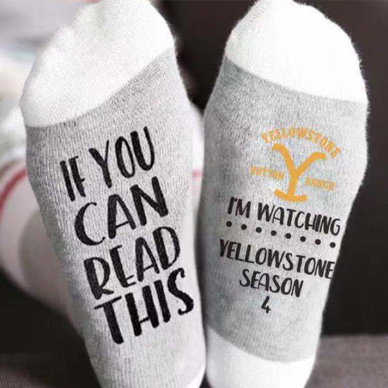 Street Fashion Brand Letter Socks In Tube in Grey