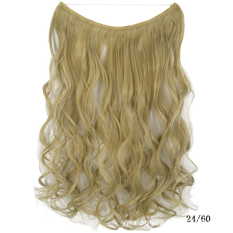 22 Inches Invisible Wire No Clips in Hair Extensions Secret Fish Line Hairpieces Silky Straight Synthetic in 6B Straight