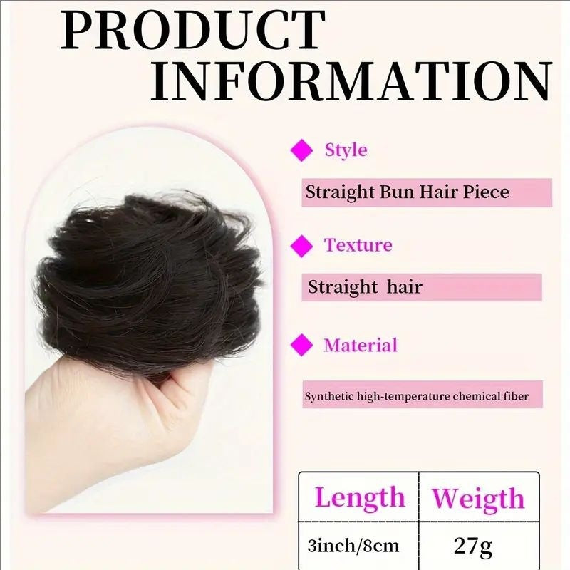 Female Hair Loop Simulation with Fluffy Wig and Rubber Band in 4 Brown And Black