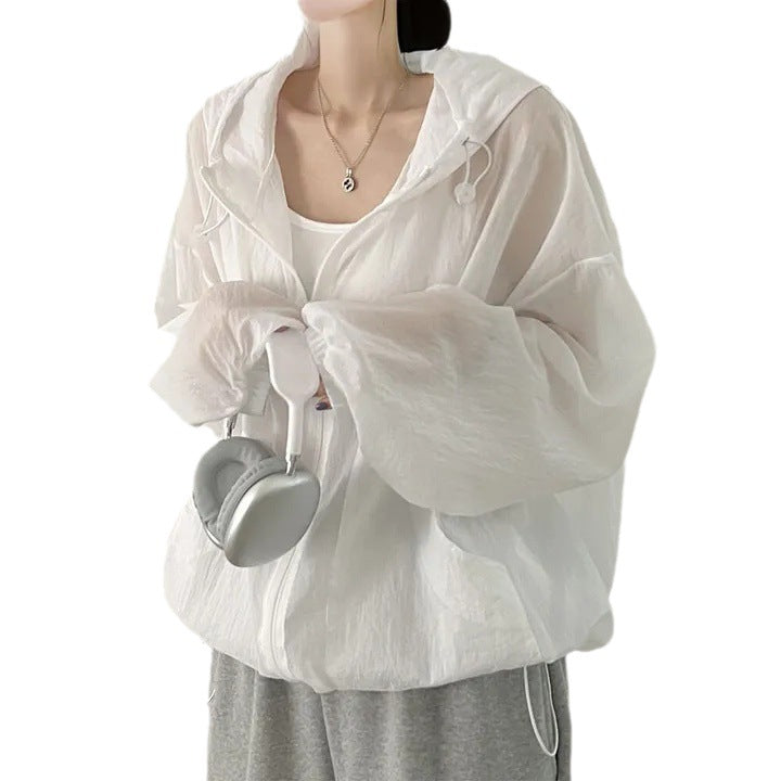 Sun Protection Clothing for Women Summer Spring Thin Breathable Jacket in 303A White
