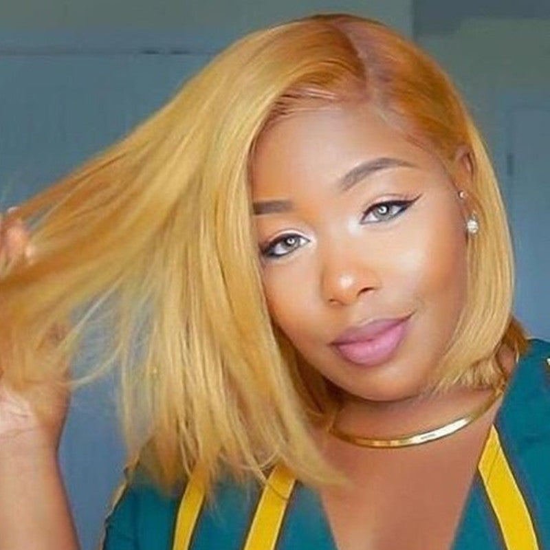 Short Blond Hair Realistic Cover in Black