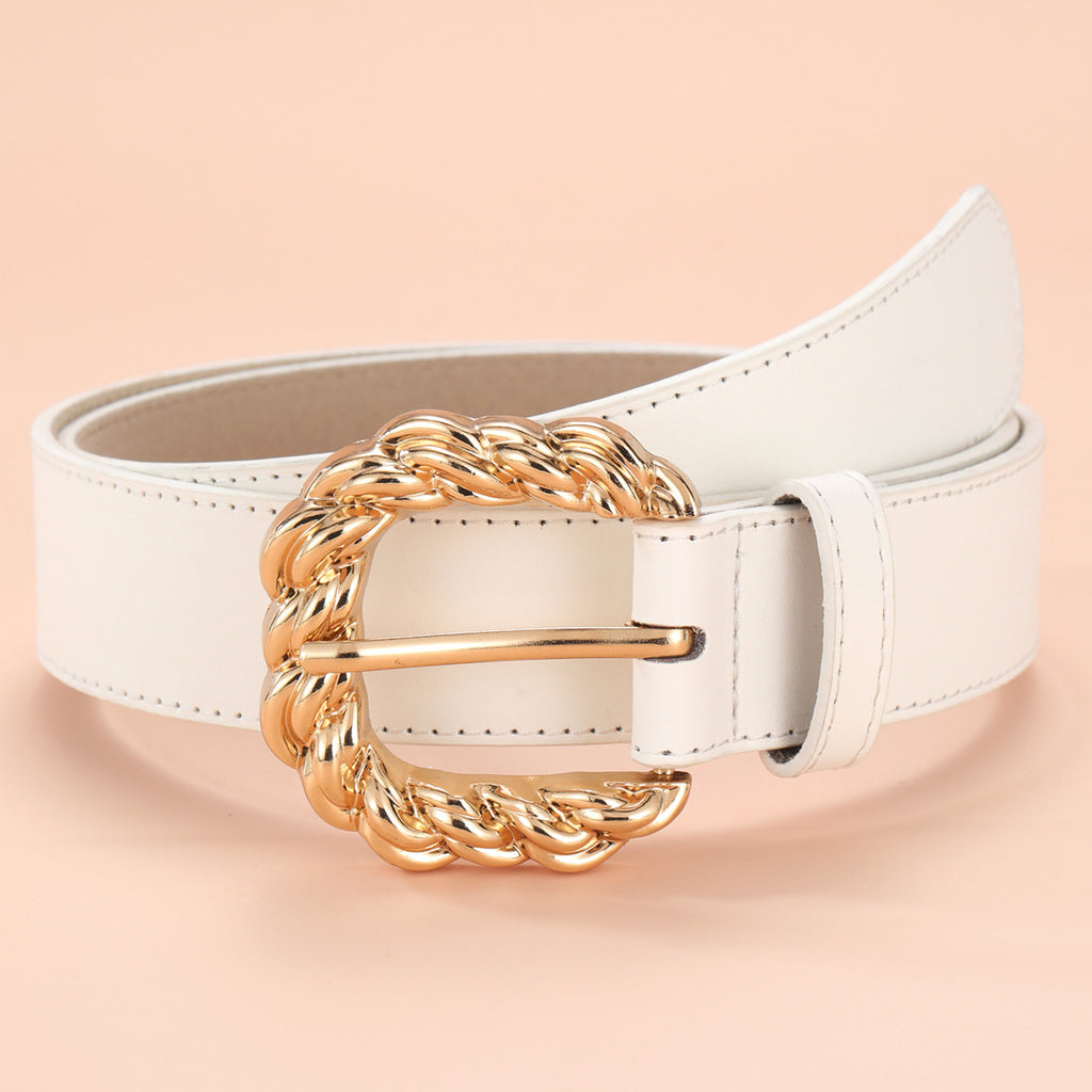 New Women's Simple All-match Dress Pants Decorative Belt in White