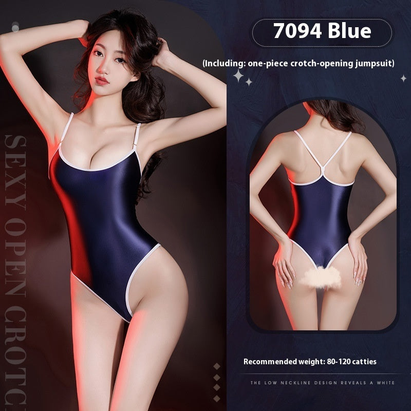 Lingerie Uniform Open Crotch Jumpsuit Strap Tight Clothing for Women