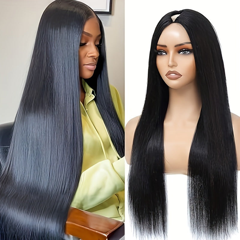 Women's One-piece U-shaped Invisible Seamless Hair Extension in Black