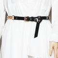 Belt Thin Chain Metal Buckle Design in Apricot