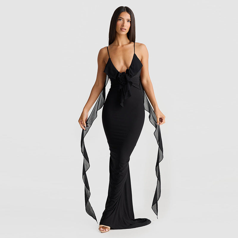 Women's Clothing Fashion Suspenders Dress Women in Black