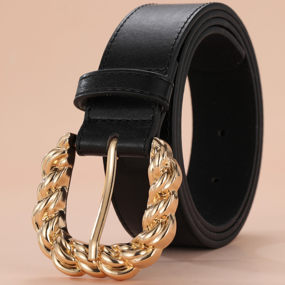 New Women's Simple All-match Dress Pants Decorative Belt in Camel