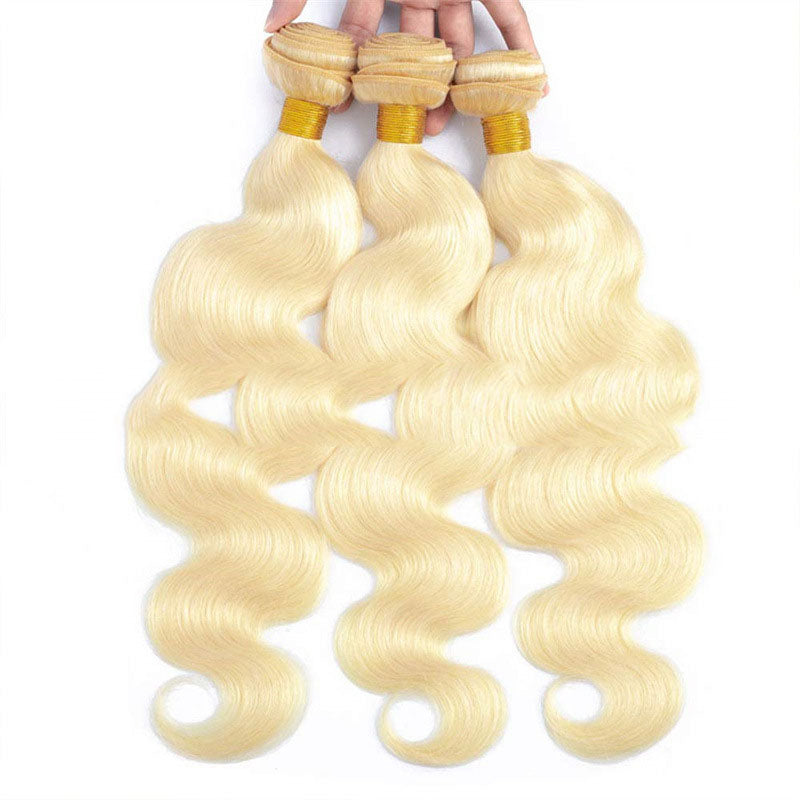 Simulated Human Hair Body Wave Curtain 613 Wig Snake Wavy High Temperature Silk in Light gold