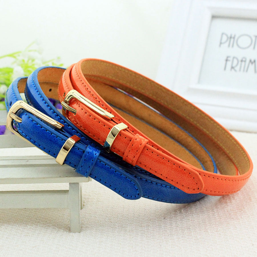 Ms. Special Offer Micro Belts Candy Pin Buckle All-match Multicolor Optional Korean Dress Pants Female in White