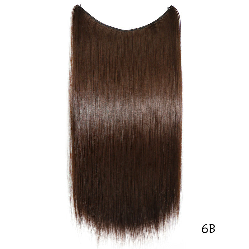22 Inches Invisible Wire No Clips in Hair Extensions Secret Fish Line Hairpieces Silky Straight Synthetic