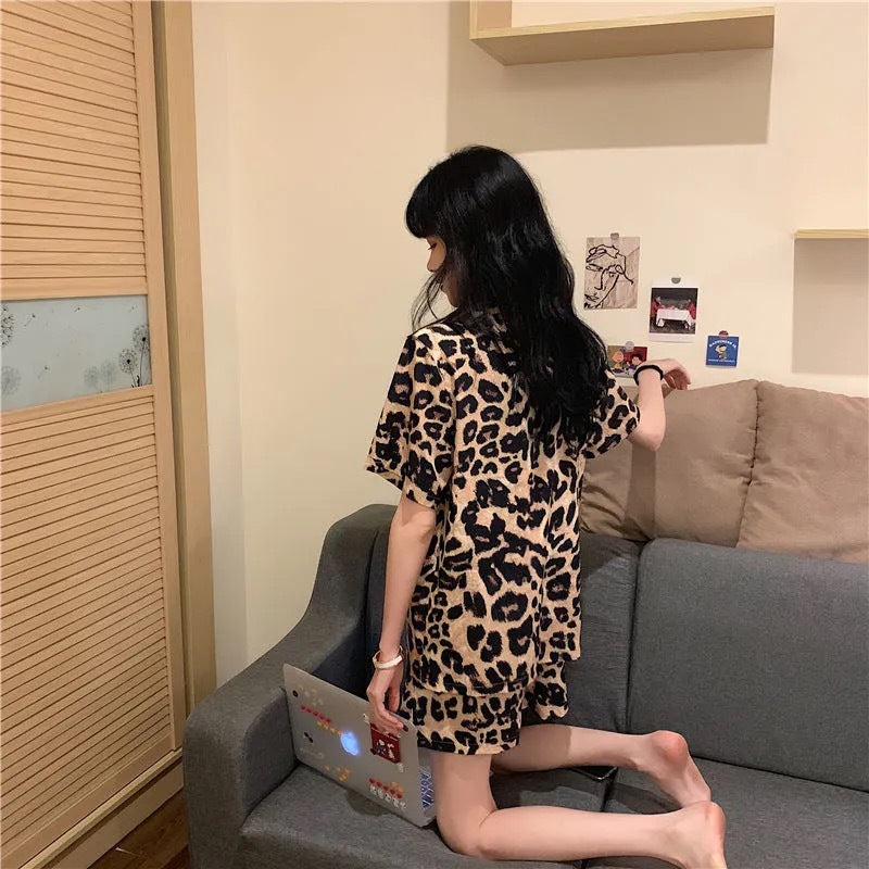 Cartoon Home Clothing Can Be Worn Externally By Women in Leopard Yellow