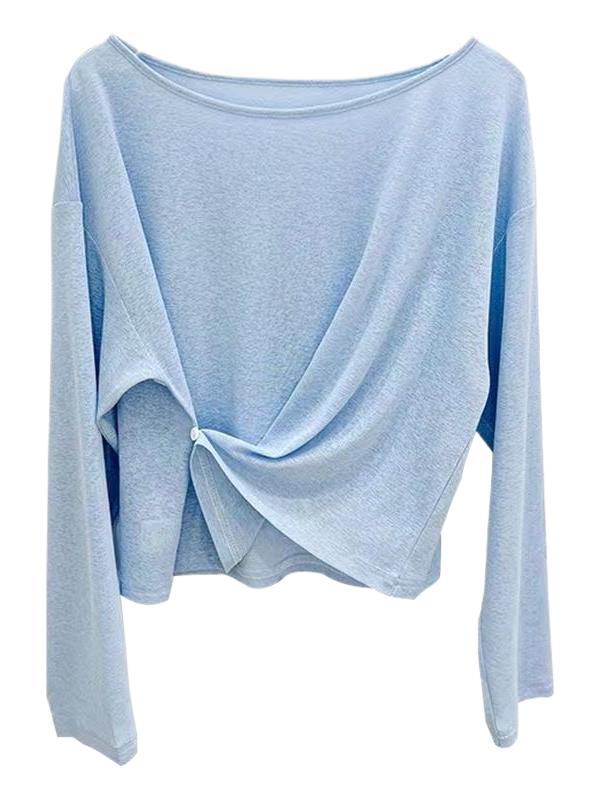 Irregular Summer Loose Thin Sun Protection Clothing for Women in Light Blue