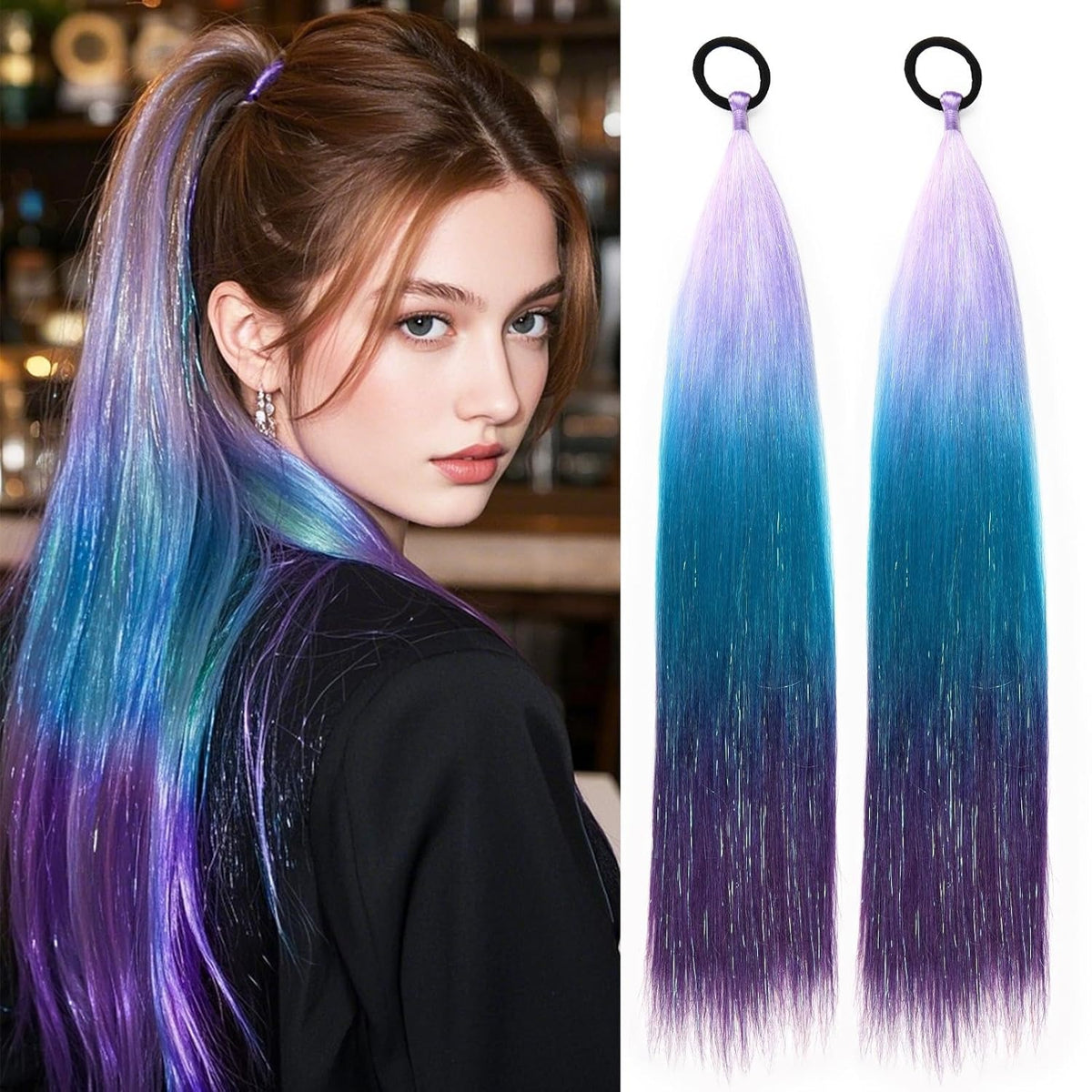 Laser Silk Women's Ponytail Boxing Braid Color Wig in Tricolor 1