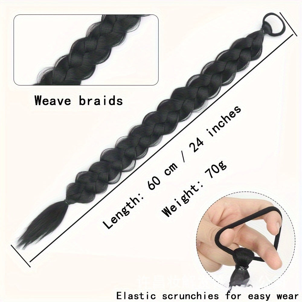 Wig Ponytail 24-inch Fishbone Plaits Headdress Twist High-temperature Fiber Hair in Style 2
