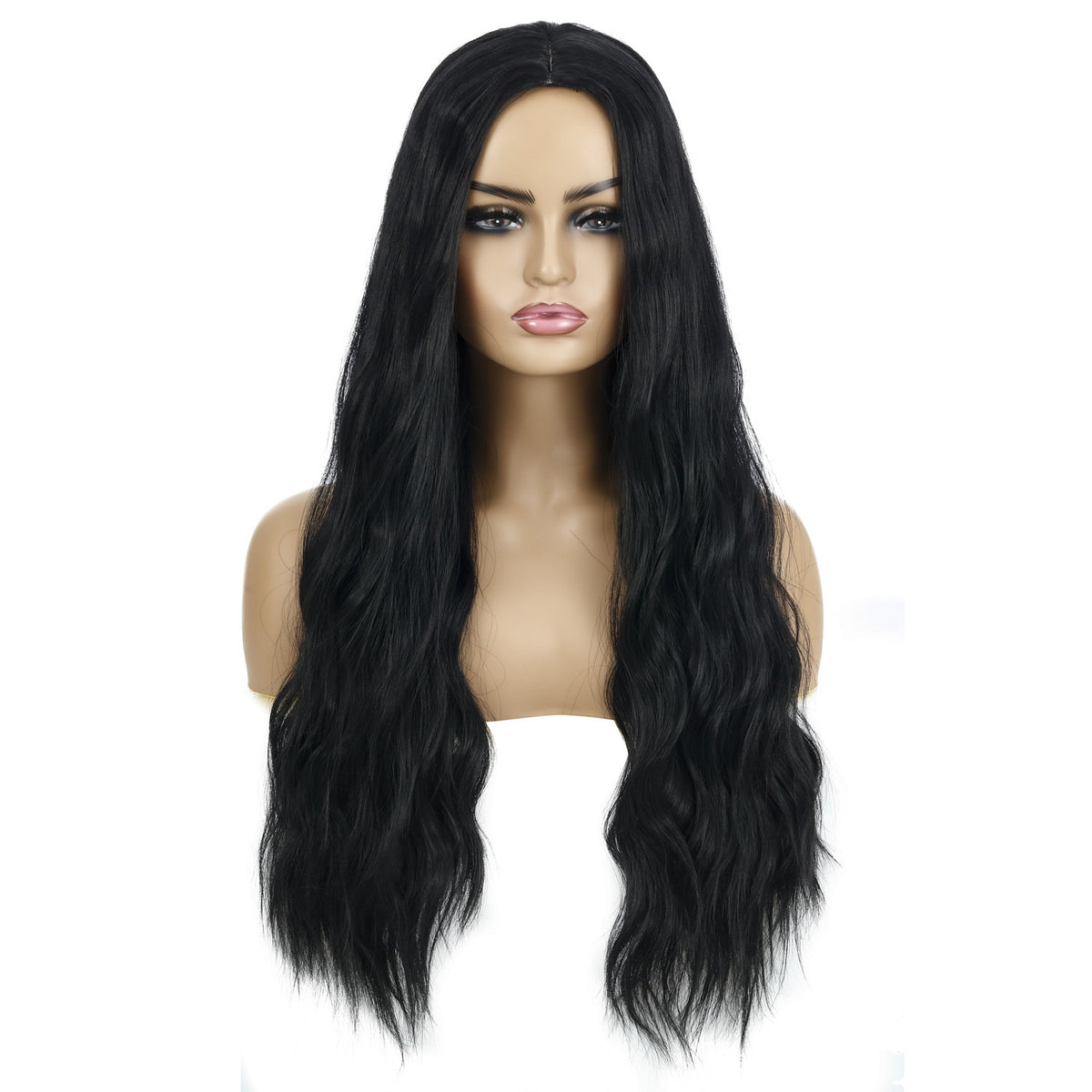 Female Wigs, Wavy Curly Hair, Ladies Wig Head in Black b