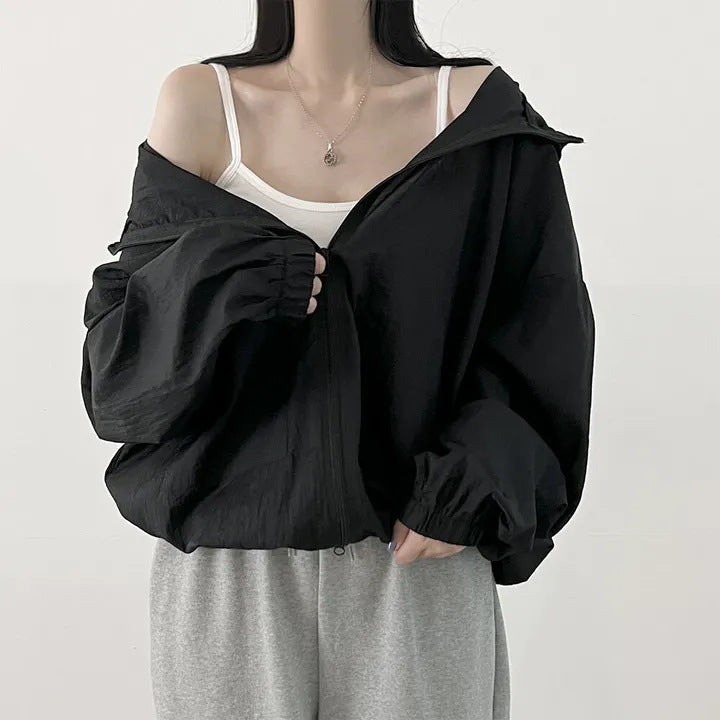 Sun Protection Clothing for Women Summer Spring Thin Breathable Jacket in 303A Dark Gray