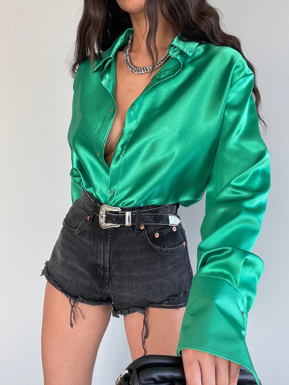 Single-breasted Long Sleeve Lapel Shirt Sexy Women Clothing in White
