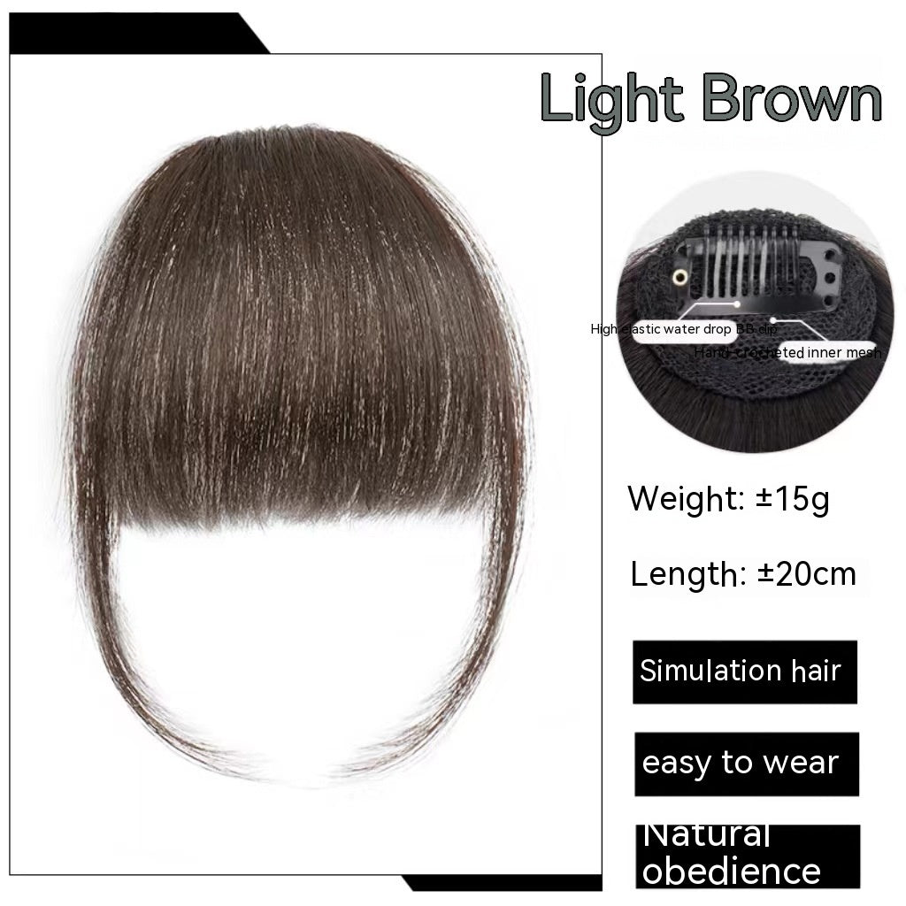 Natural Forehead Artificial Hair Straight Bangs Wig Set Seamless Invisible