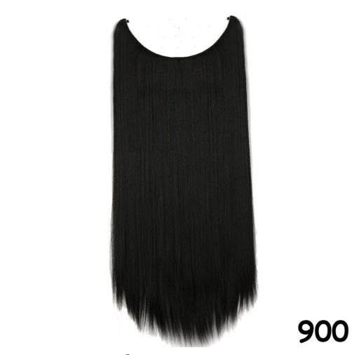 S-noilite 20 Inches Invisible Wire No Clips in Hair Extensions Secret Fish Line Hairpieces Silky Straight Synthetic