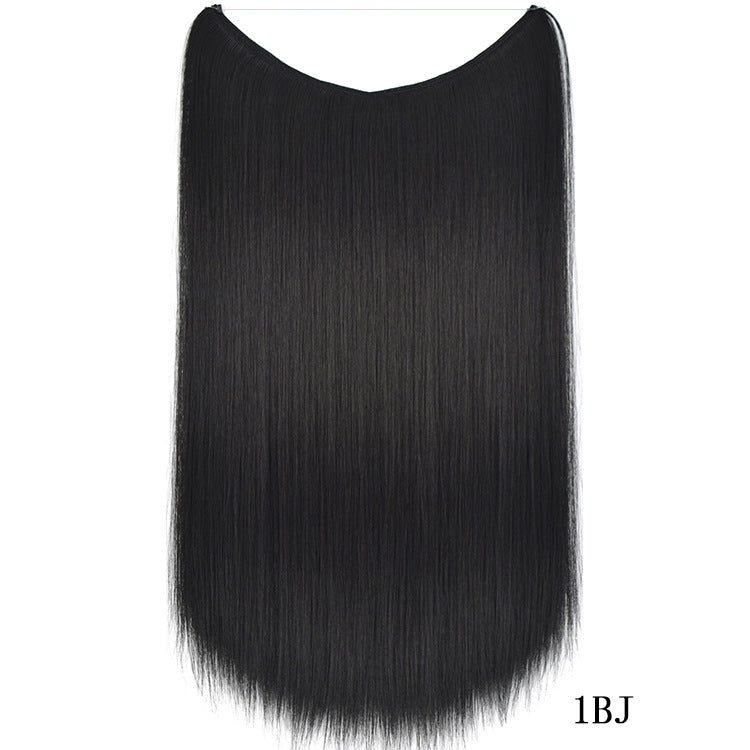 22 Inches Invisible Wire No Clips in Hair Extensions Secret Fish Line Hairpieces Silky Straight Synthetic in 4A Straight