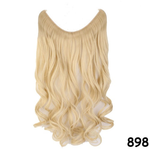 S-noilite 20 Inches Invisible Wire No Clips in Hair Extensions Secret Fish Line Hairpieces Silky Straight Synthetic in 428