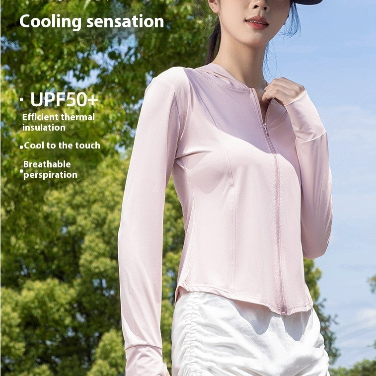 Sun Protection Clothing For Women Ice Silk Thin in Cherry Blossom Powder