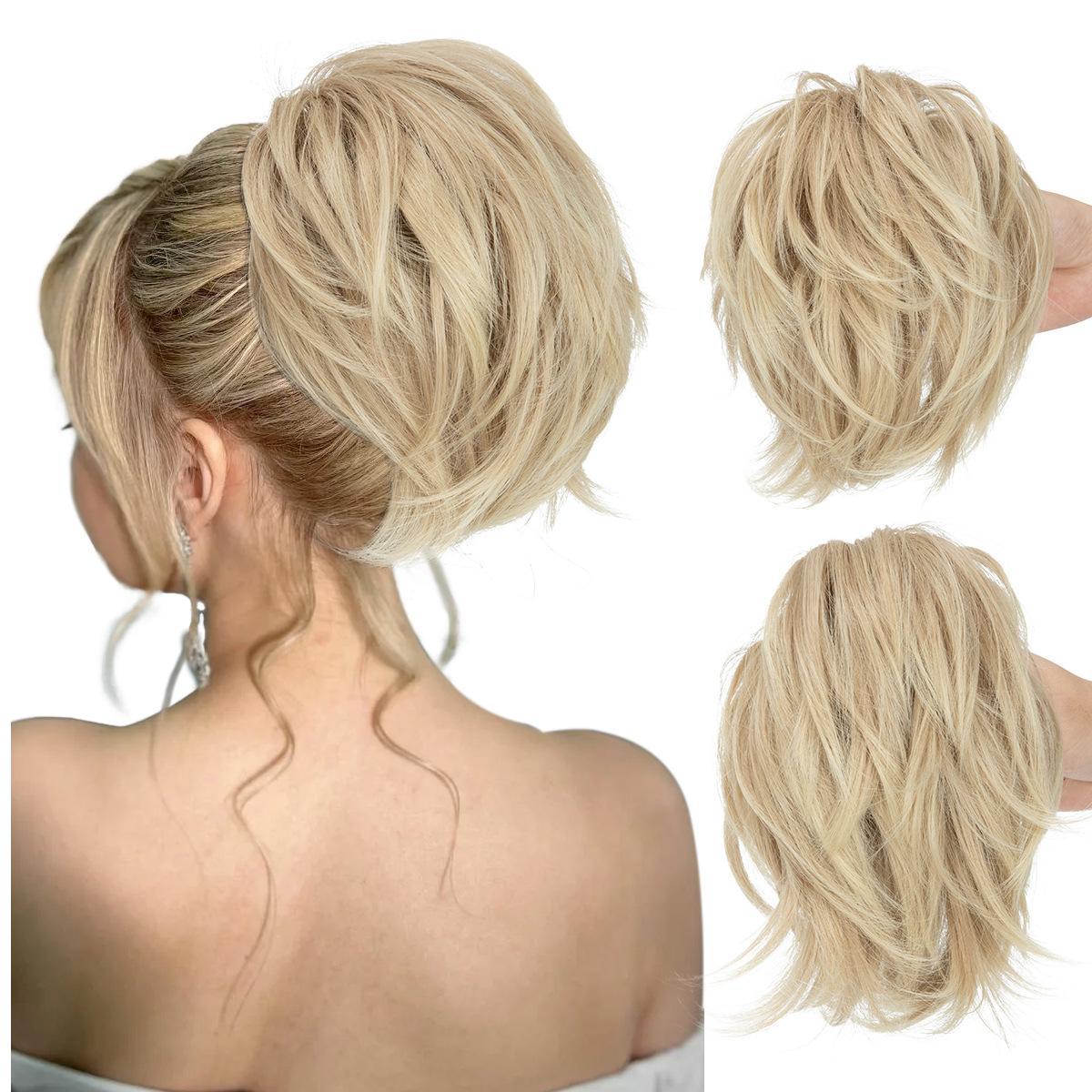 High-temperature Synthetic Hair Wig Clip-on Ponytail Women's Short Style Voluminous Small Curls