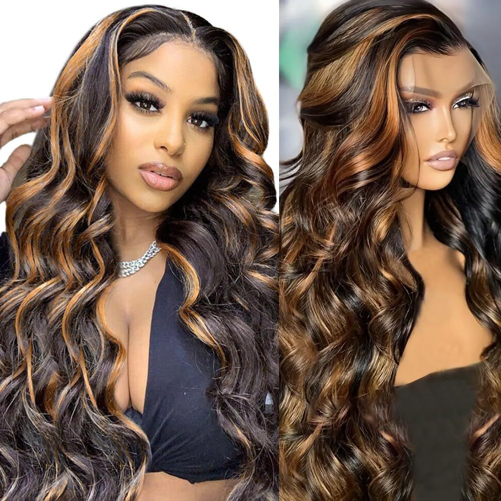 New Wig Ladies Front Lace Synthetic Wigs Brown Medium Long Curly Hair Big Wave in 24 Inches
