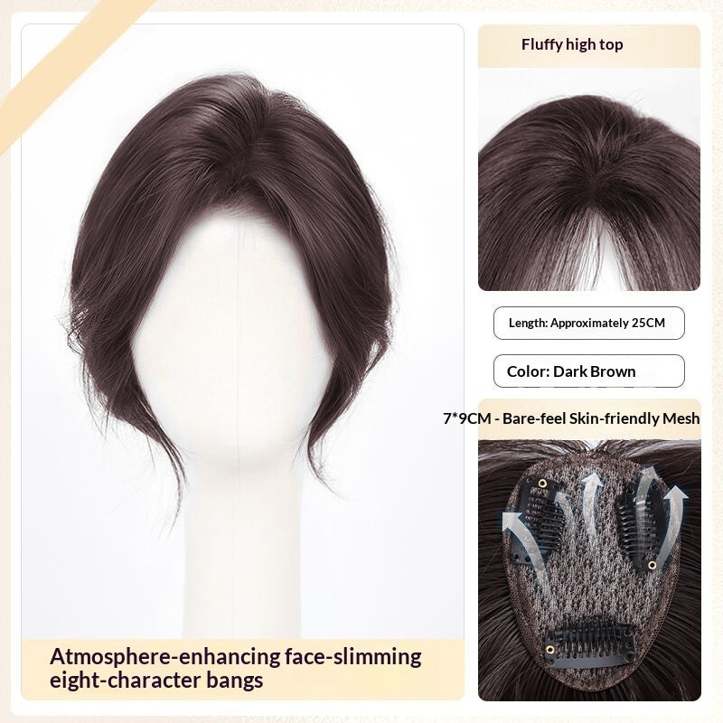 Lightweight Volumizing Faux Bangs and Hairpiece for a Fuller Look in Air bangs brown black