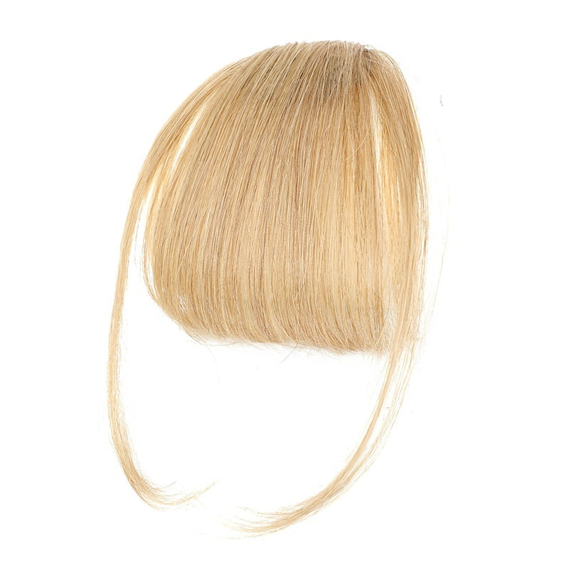 Women's Air Natural Forehead Invisible Seamless Hair-free Seam Full Real Bangs Wig Set in Air Gold