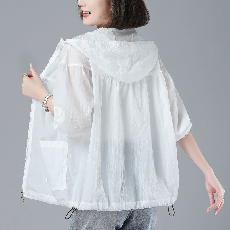 Spring New Loose Blouson Sun Protection Clothing for Women in Violet Color