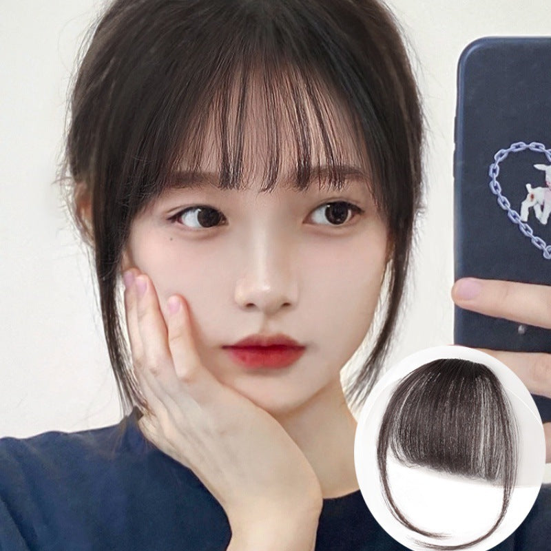 3d Fake Bangs Natural Forehead French Seamless Wig Piece in Black